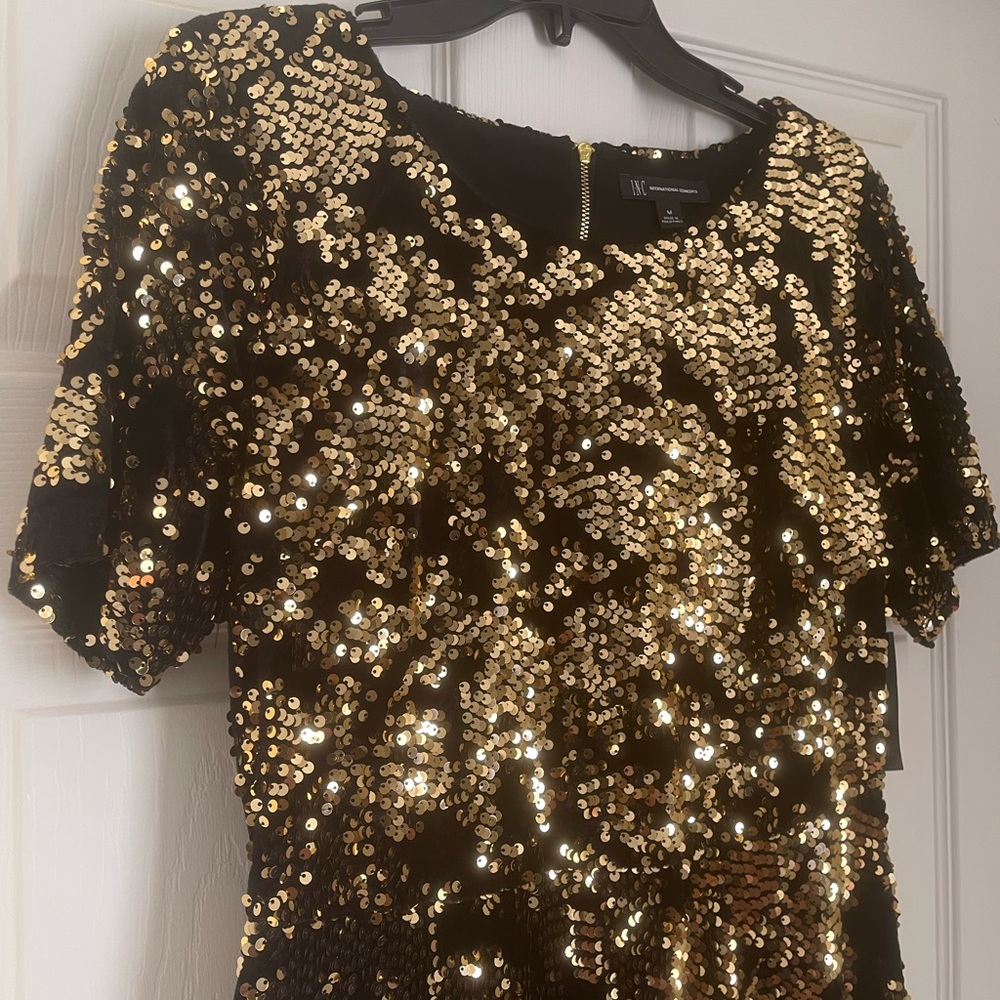INC Gold/black dress size medium new with tag